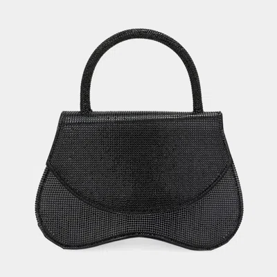 Fashnzfab Bling Studded Flat Top Handle Flap Evening Bag / Crossbody Bag In Black