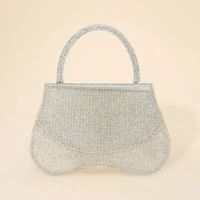 Fashnzfab Bling Studded Flat Top Handle Flap Evening Bag / Crossbody Bag In Multi