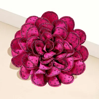 Fashnzfab Bling Studded Flower Brooch Hair Clip In Pink