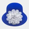 Fashnzfab Bling Studded Flower Felt Wedding Jazz Church Bucket Hat In Blue