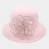 Fashnzfab Bling Studded Flower Felt Wedding Jazz Church Bucket Hat In Pink