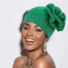 Fashnzfab Bling Studded Flower Pointed Turban Hat In Green