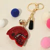Fashnzfab Bling Studded Football Helmet Keychain / Bag Charm In Red