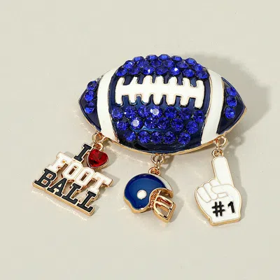 Fashnzfab Bling Studded Football Pin Brooch In Multi