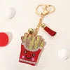 Fashnzfab Bling Studded French Fries Tassel Keychain / Bag Charm In Multi