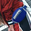 Fashnzfab Bling Studded Game Day Football Shape Fanny Pack / Sling Bag In Blue