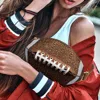 Fashnzfab Bling Studded Game Day Football Shape Fanny Pack / Sling Bag In Brown