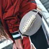 Fashnzfab Bling Studded Game Day Football Shape Fanny Pack / Sling Bag In White