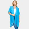 Fashnzfab Bling Studded Geometric Pattern Pointed Kimono Poncho In Blue