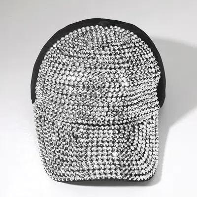 Fashnzfab Bling Studded Glam Baseball Cap In Black
