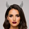 Fashnzfab Bling Studded Halloween Devil Horn Headband In Silver
