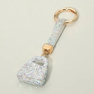 Fashnzfab Bling Studded Handbag Keychain / Bag Charm In Metallic