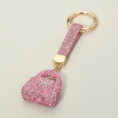Fashnzfab Bling Studded Handbag Keychain / Bag Charm In Pink