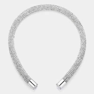 Fashnzfab Bling Studded Headband 0.4" H In Silver