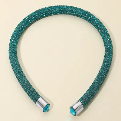 Fashnzfab Bling Studded Headband In Green