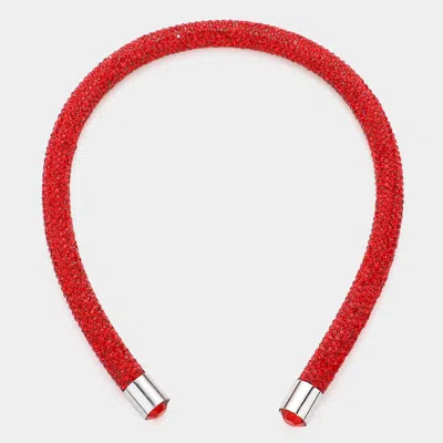 Fashnzfab Bling Studded Headband In Red
