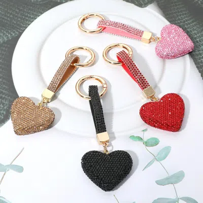 Fashnzfab Bling Studded Heart Keychain / Bag Charm In Multi