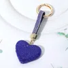 Fashnzfab Bling Studded Heart Keychain / Bag Charm In Blue