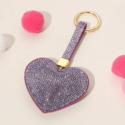 Fashnzfab Bling Studded Heart Keychain / Bag Charm In Gray