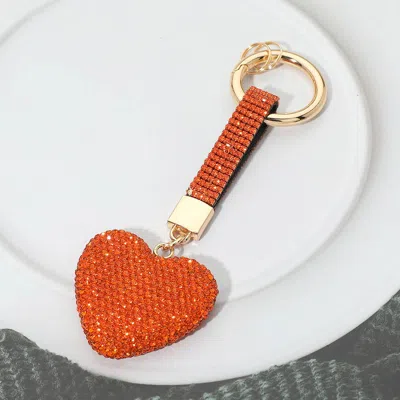 Fashnzfab Bling Studded Heart Keychain Bag Charm In Multi