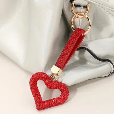 Fashnzfab Bling Studded Heart Keychain Charm In Gold