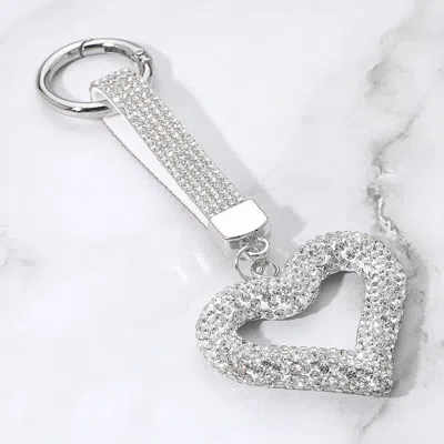 Fashnzfab Bling Studded Heart Keychain Charm In Multi
