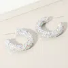 Fashnzfab Bling Studded Hoop Earrings - Ab, Silver In Multi
