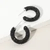 Fashnzfab Bling Studded Hoop Earrings - Black, Silver In Black