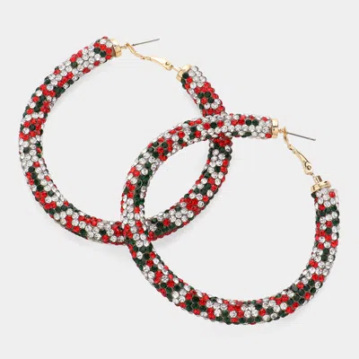 Fashnzfab Bling Studded Hoop Earrings - Gold, Multi