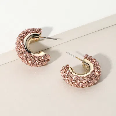 Fashnzfab Bling Studded Hoop Earrings In Gold