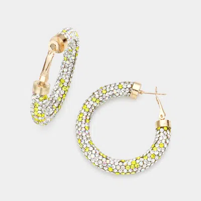 Fashnzfab Bling Studded Hoop Earrings In Gold
