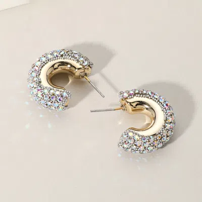 Fashnzfab Bling Studded Hoop Earrings In Multi