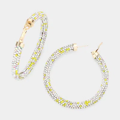 Fashnzfab Bling Studded Hoop Earrings In Silver