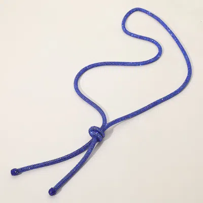 Fashnzfab Bling Studded Knot Pointed Long Necklace - Blue