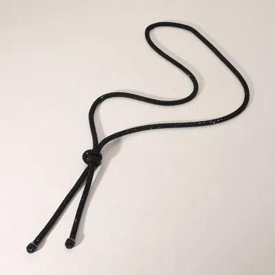 Fashnzfab Bling Studded Knot Pointed Long Necklace In Black