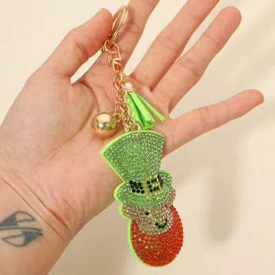 Fashnzfab Bling Studded Leprechaun Tassel Keychain Bag Charm In Multi
