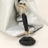 Fashnzfab Bling Studded Lips Keychain / Bag Charm In Black