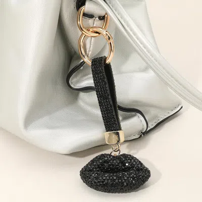 Fashnzfab Bling Studded Lips Keychain / Bag Charm In White