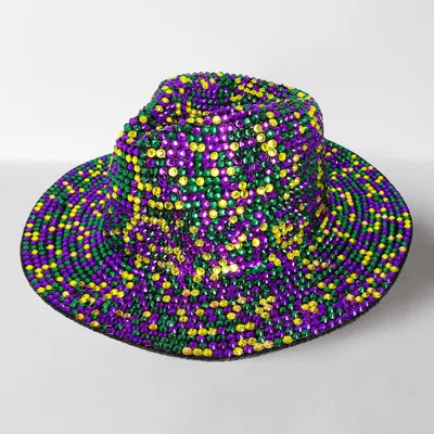 Fashnzfab Bling Studded Mardi Gras Fedora Hat In Multi