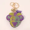 Fashnzfab Bling Studded Mardi Gras Jester Mask Keychain In Multi