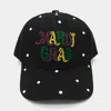 Fashnzfab Bling Studded Mardi Gras Message Accented Baseball Cap In Black