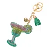Fashnzfab Bling Studded Margarita Glass Keychain / Bag Charm In Gold