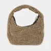 Fashnzfab Bling Studded Micro Mini Top Handle Bag In Gold