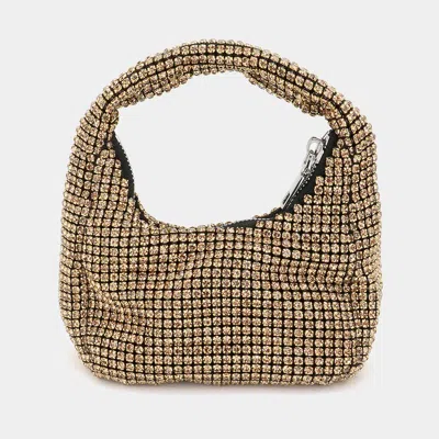 Fashnzfab Bling Studded Micro Mini Top Handle Bag In Gold