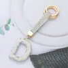 Fashnzfab Bling Studded Monogram Initial D Keychain In Silver
