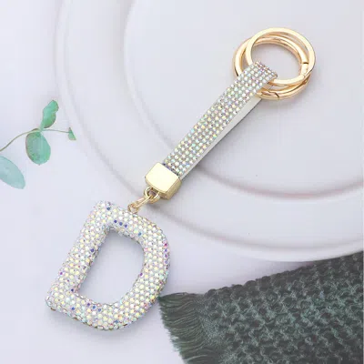 Fashnzfab Bling Studded Monogram Initial D Keychain In Silver