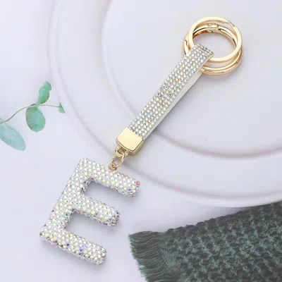 Fashnzfab Bling Studded Monogram Initial E Keychain In Silver