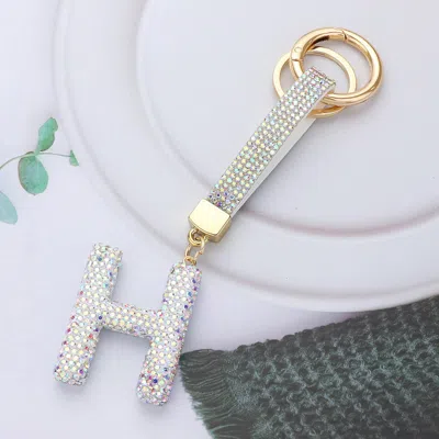 Fashnzfab Bling Studded Monogram Initial H Keychain In Gold
