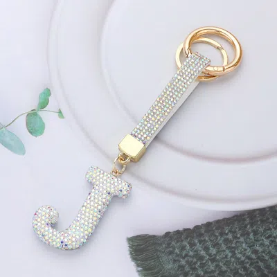 Fashnzfab Bling Studded Monogram Initial J Keychain In Gold