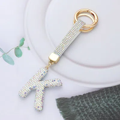 Fashnzfab Bling Studded Monogram Initial K Keychain In Gold